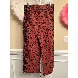 MAEVE BY ANTHROPOLOGIE THE COLETTE ANIMAL PRINT WIDE LEG CROP PANTS SIZE 30